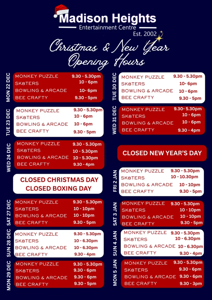 Madison Heights Christmas opening times