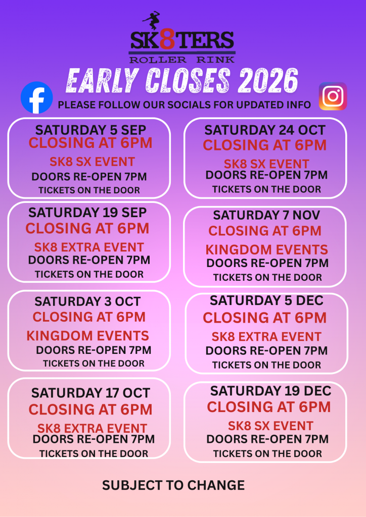 Sk8ters Early Closures