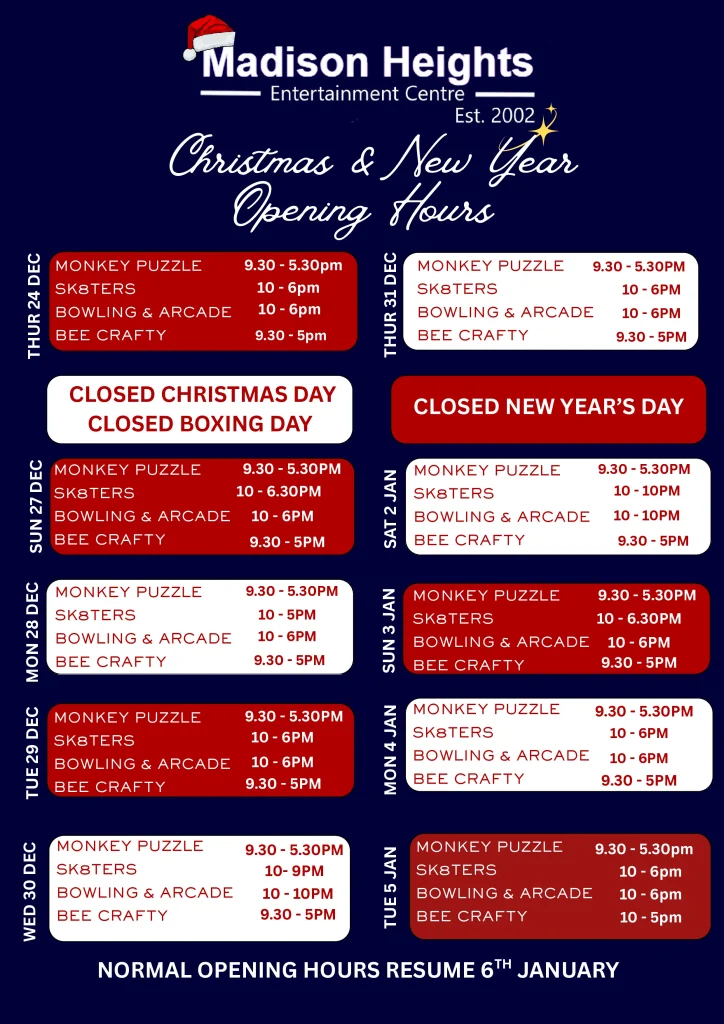 Madison Heights Christmas Opening Times